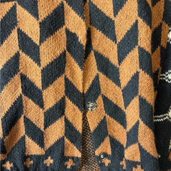 Mixed Geometric Knit Shawl Collar Cardigan Sweater - Picture 2 of 3